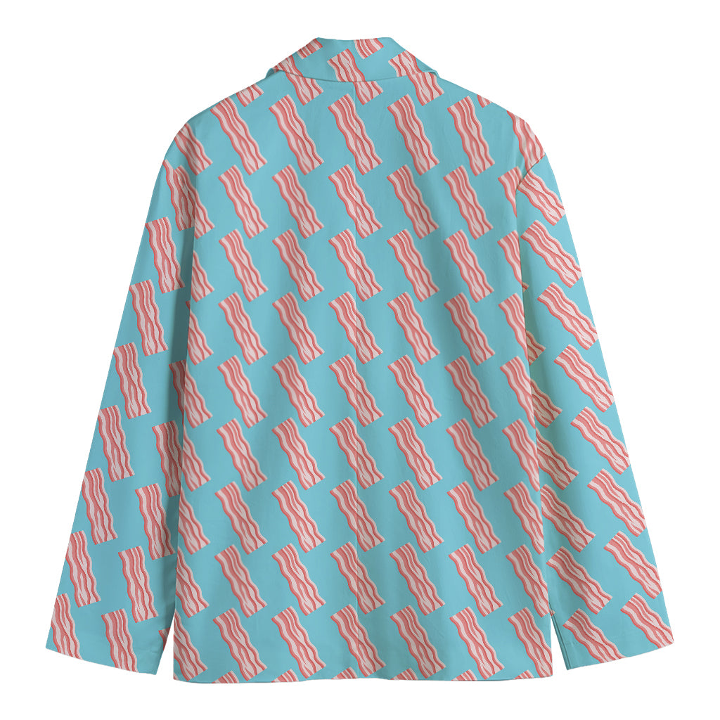 Blue Bacon Pattern Print Men's Blazer