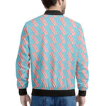 Blue Bacon Pattern Print Men's Bomber Jacket