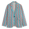 Blue Bacon Pattern Print Men's Cotton Blazer