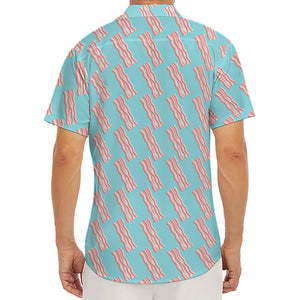 Blue Bacon Pattern Print Men's Deep V-Neck Shirt