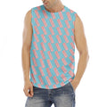 Blue Bacon Pattern Print Men's Fitness Tank Top