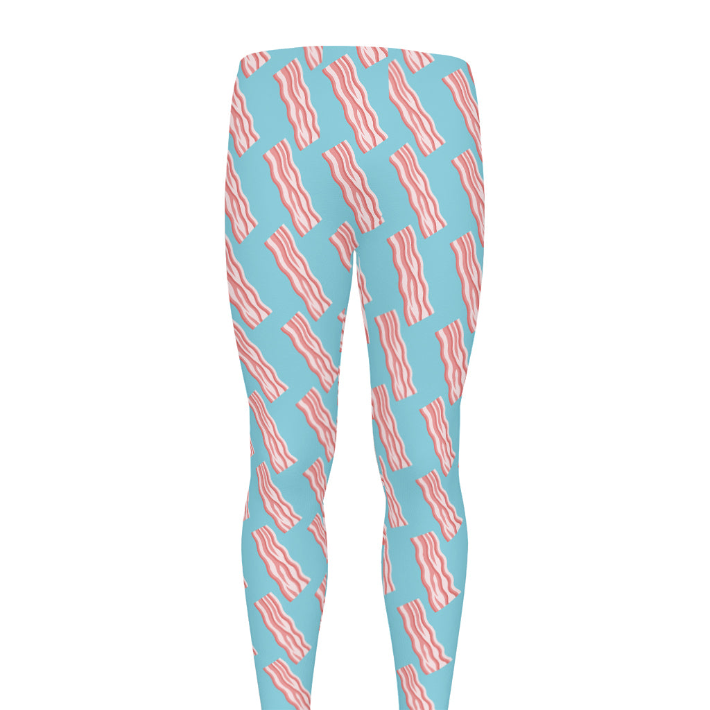 Blue Bacon Pattern Print Men's leggings