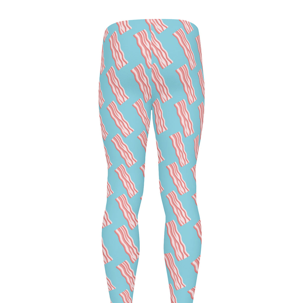 Blue Bacon Pattern Print Men's leggings