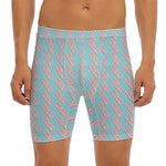 Blue Bacon Pattern Print Men's Long Boxer Briefs