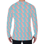 Blue Bacon Pattern Print Men's Long Sleeve T-Shirt