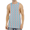 Blue Bacon Pattern Print Men's Muscle Tank Top