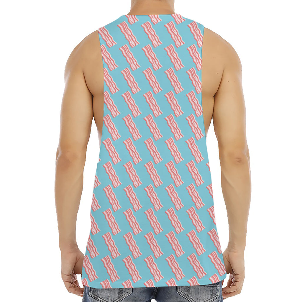 Blue Bacon Pattern Print Men's Muscle Tank Top