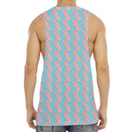 Blue Bacon Pattern Print Men's Muscle Tank Top