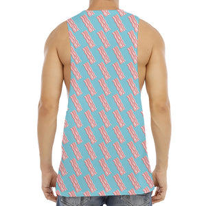 Blue Bacon Pattern Print Men's Muscle Tank Top