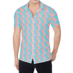 Blue Bacon Pattern Print Men's Shirt