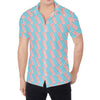 Blue Bacon Pattern Print Men's Shirt