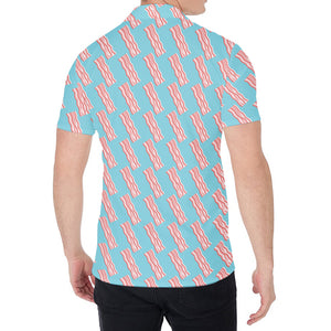 Blue Bacon Pattern Print Men's Shirt