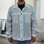 Blue Bacon Pattern Print Men's Shirt Jacket