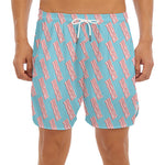 Blue Bacon Pattern Print Men's Split Running Shorts