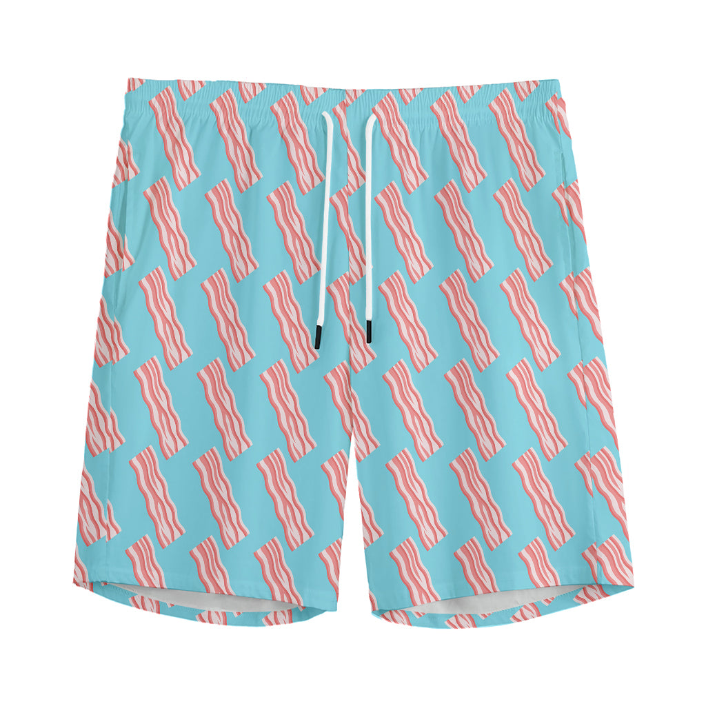 Blue Bacon Pattern Print Men's Sports Shorts