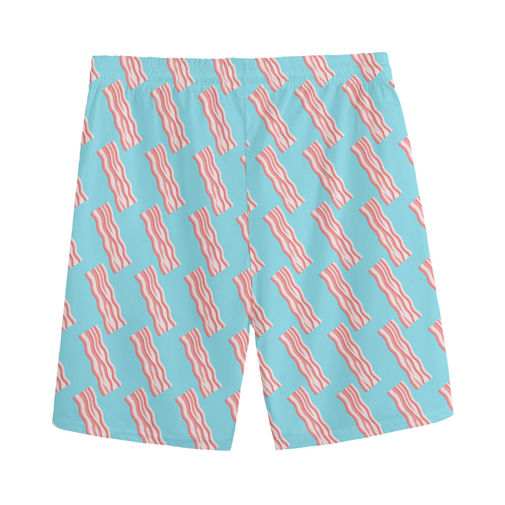 Blue Bacon Pattern Print Men's Sports Shorts