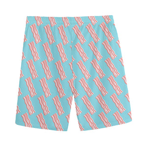 Blue Bacon Pattern Print Men's Sports Shorts