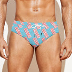 Blue Bacon Pattern Print Men's Swim Briefs