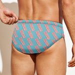 Blue Bacon Pattern Print Men's Swim Briefs