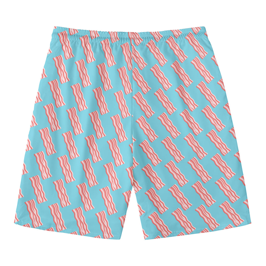 Blue Bacon Pattern Print Men's Swim Trunks