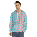 Blue Bacon Pattern Print Men's Velvet Pullover Hoodie