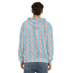 Blue Bacon Pattern Print Men's Velvet Pullover Hoodie