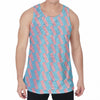 Blue Bacon Pattern Print Men's Velvet Tank Top