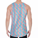 Blue Bacon Pattern Print Men's Velvet Tank Top