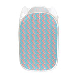 Blue Bacon Pattern Print Mesh Laundry Hamper
