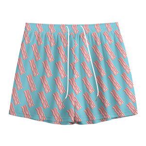 Blue Bacon Pattern Print Mesh Shorts