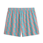 Blue Bacon Pattern Print Mesh Shorts