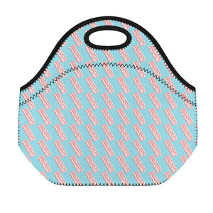 Blue Bacon Pattern Print Neoprene Lunch Bag