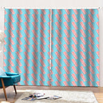 Blue Bacon Pattern Print Pencil Pleat Curtains