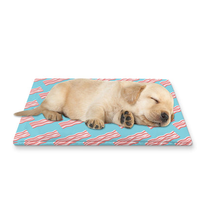 Blue Bacon Pattern Print Pet Cooling Mat Cover