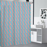 Blue Bacon Pattern Print Premium Shower Curtain