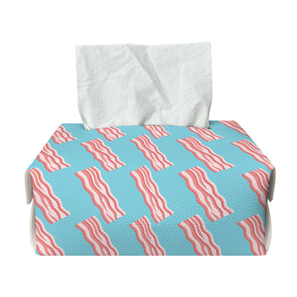 Blue Bacon Pattern Print Rectangle Tissue Box Cover
