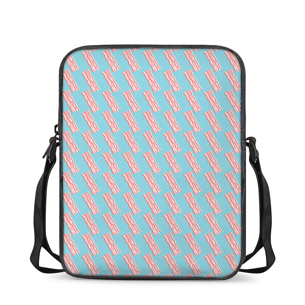Blue Bacon Pattern Print Rectangular Crossbody Bag