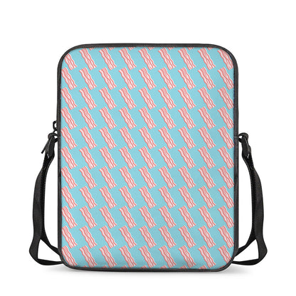 Blue Bacon Pattern Print Rectangular Crossbody Bag