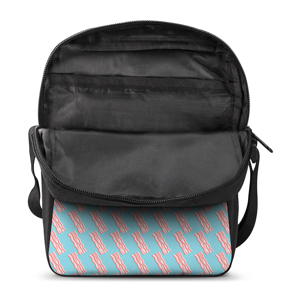 Blue Bacon Pattern Print Rectangular Crossbody Bag