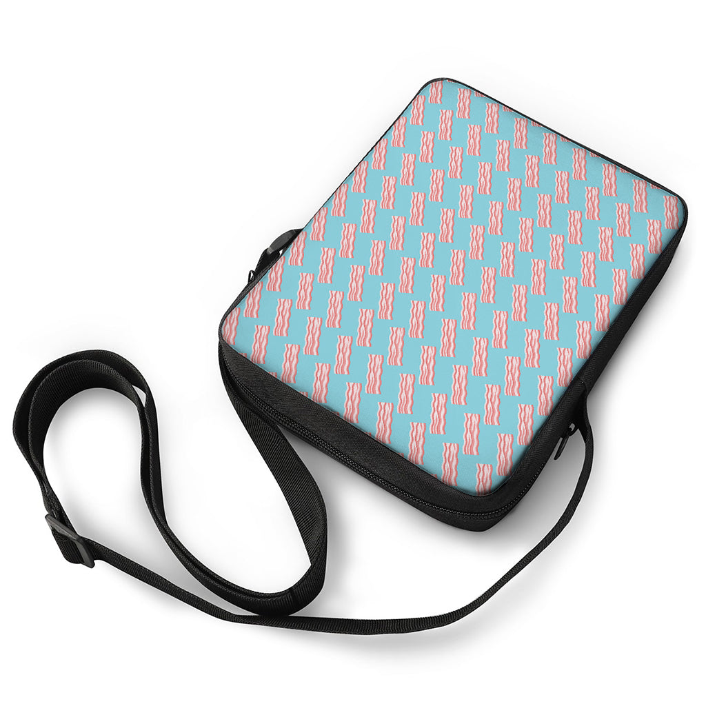 Blue Bacon Pattern Print Rectangular Crossbody Bag
