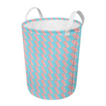 Blue Bacon Pattern Print Round Laundry Basket