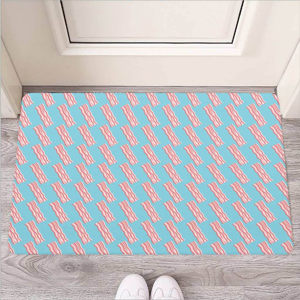 Blue Bacon Pattern Print Rubber Doormat