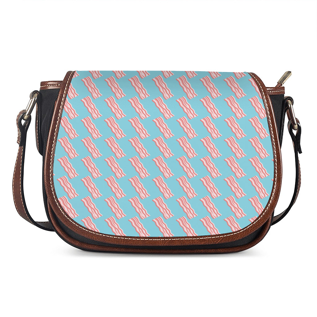 Blue Bacon Pattern Print Saddle Bag