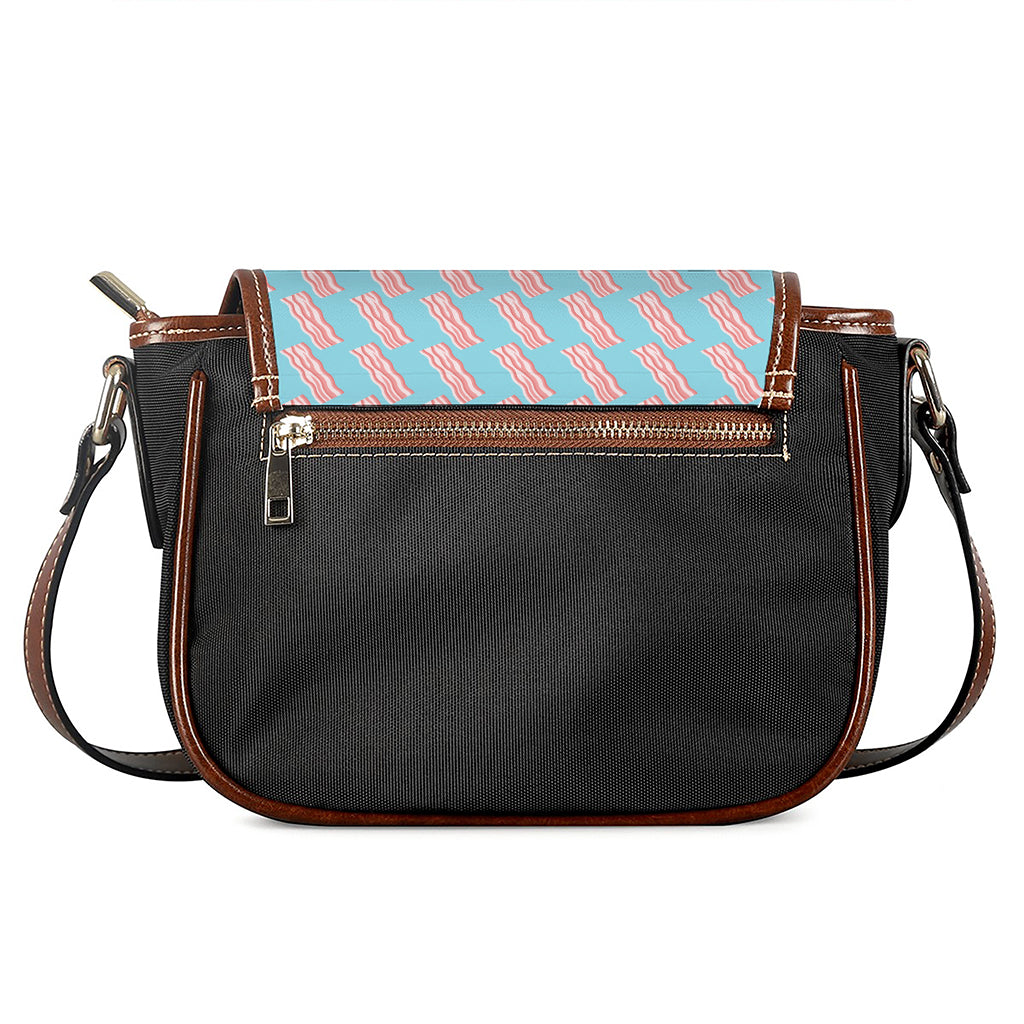 Blue Bacon Pattern Print Saddle Bag