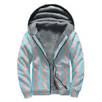 Blue Bacon Pattern Print Sherpa Lined Zip Up Hoodie