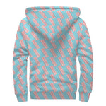 Blue Bacon Pattern Print Sherpa Lined Zip Up Hoodie