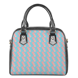 Blue Bacon Pattern Print Shoulder Handbag