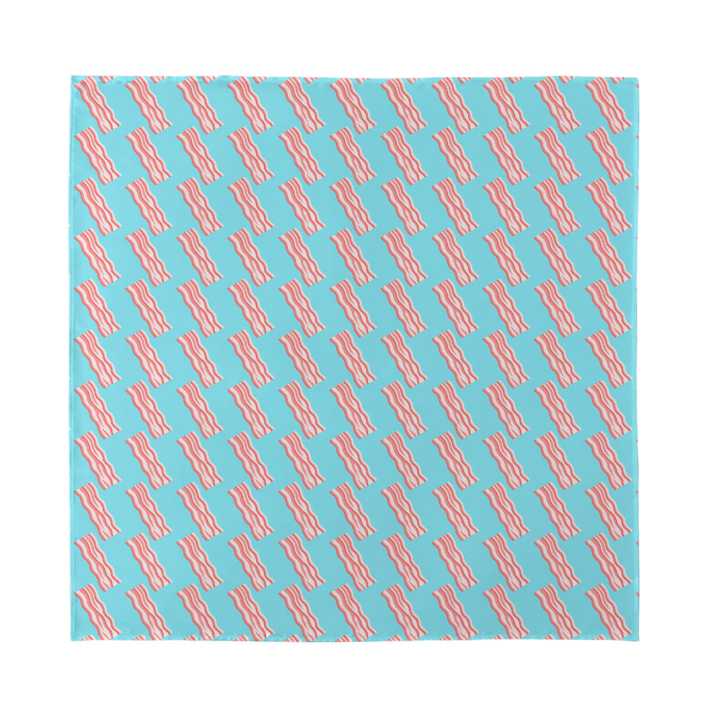 Blue Bacon Pattern Print Silk Bandana