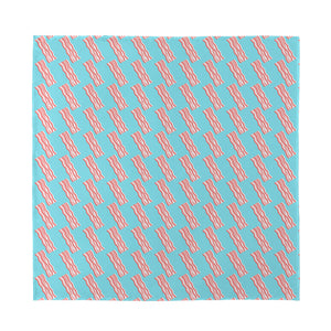 Blue Bacon Pattern Print Silk Bandana