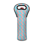 Blue Bacon Pattern Print Single Neoprene Wine Tote